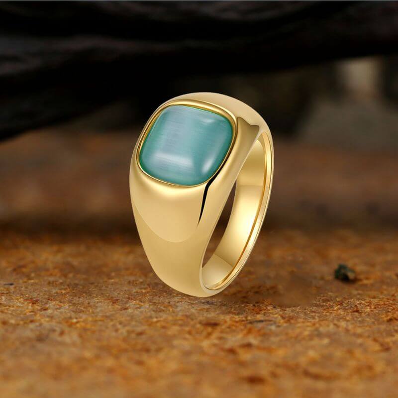 Minimalist Cat's Eye Stone Stainless Steel Versatile Ring