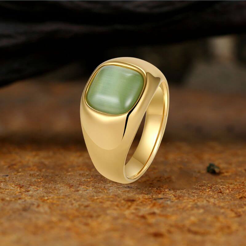 Minimalist Cat's Eye Stone Stainless Steel Versatile Ring