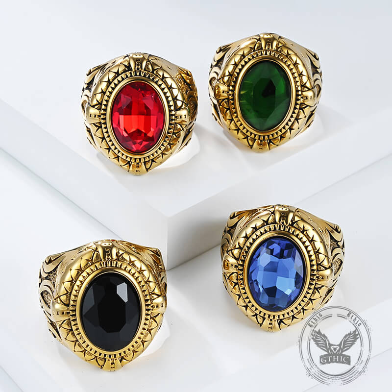 Fashion Gemstone Zulfiqar Sword Stainless Steel Ring