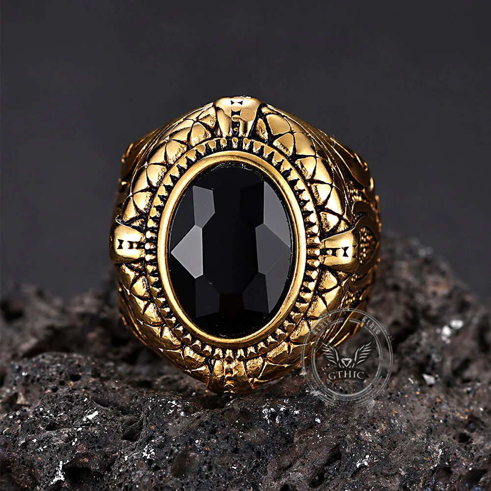 Fashion Gemstone Zulfiqar Sword Stainless Steel Ring