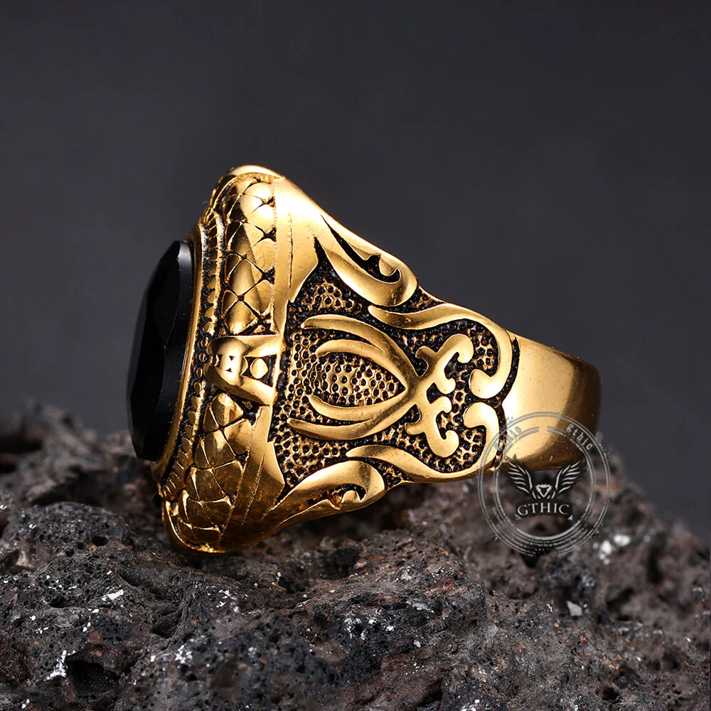 Fashion Gemstone Zulfiqar Sword Stainless Steel Ring