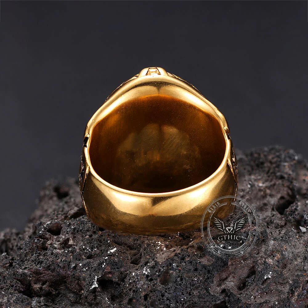 Fashion Gemstone Zulfiqar Sword Stainless Steel Ring