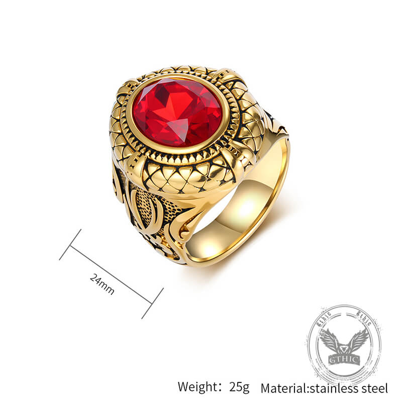 Fashion Gemstone Zulfiqar Sword Stainless Steel Ring