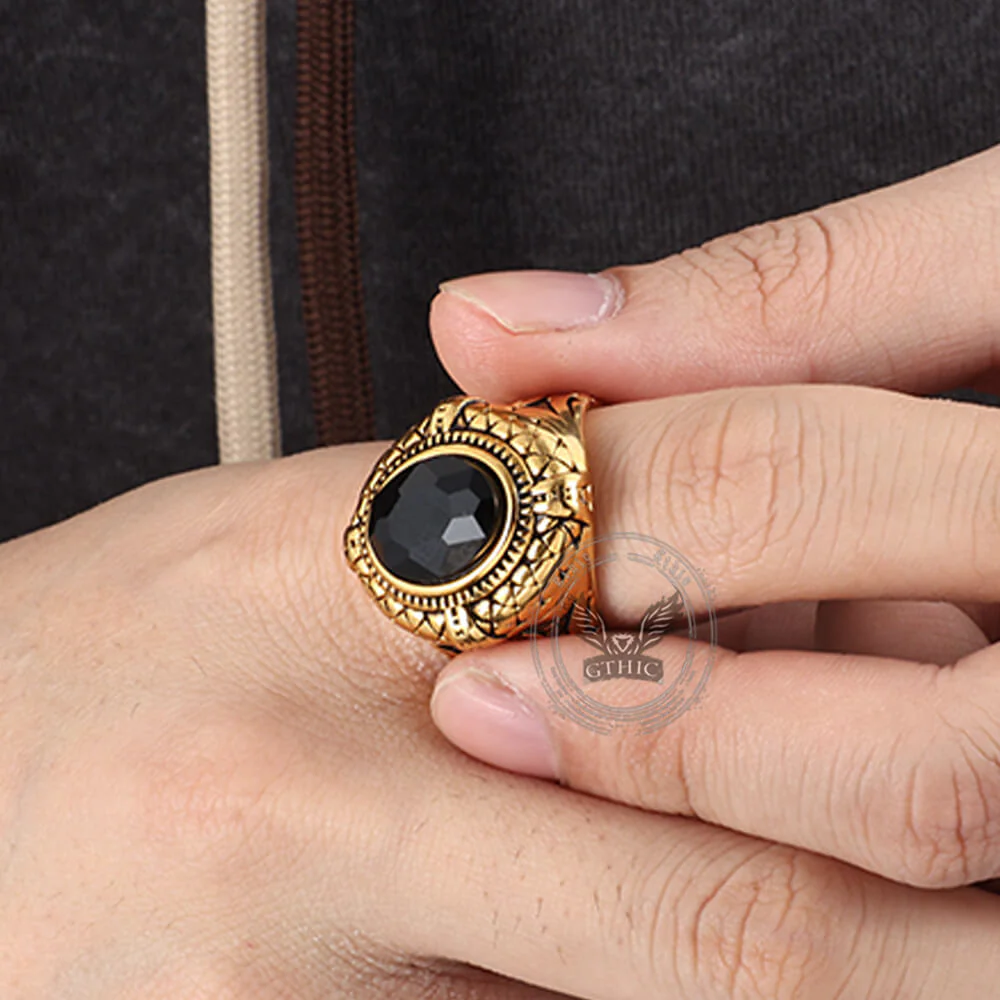 Fashion Gemstone Zulfiqar Sword Stainless Steel Ring