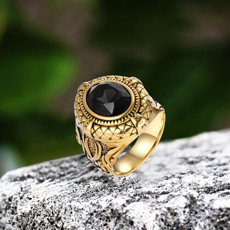 Fashion Gemstone Zulfiqar Sword Stainless Steel Ring