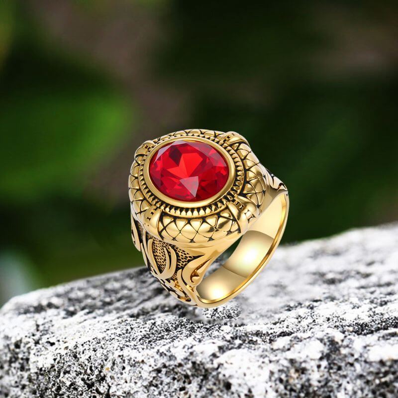 Fashion Gemstone Zulfiqar Sword Stainless Steel Ring