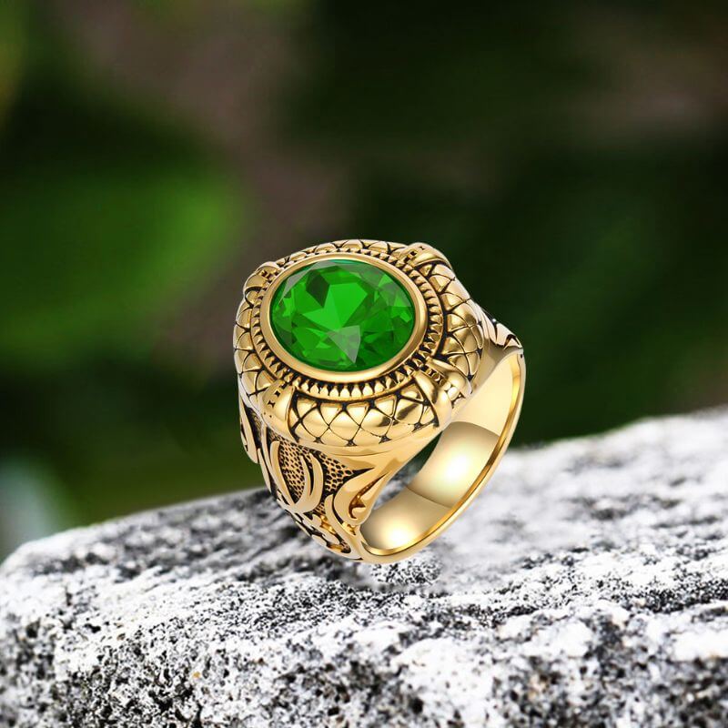 Fashion Gemstone Zulfiqar Sword Stainless Steel Ring