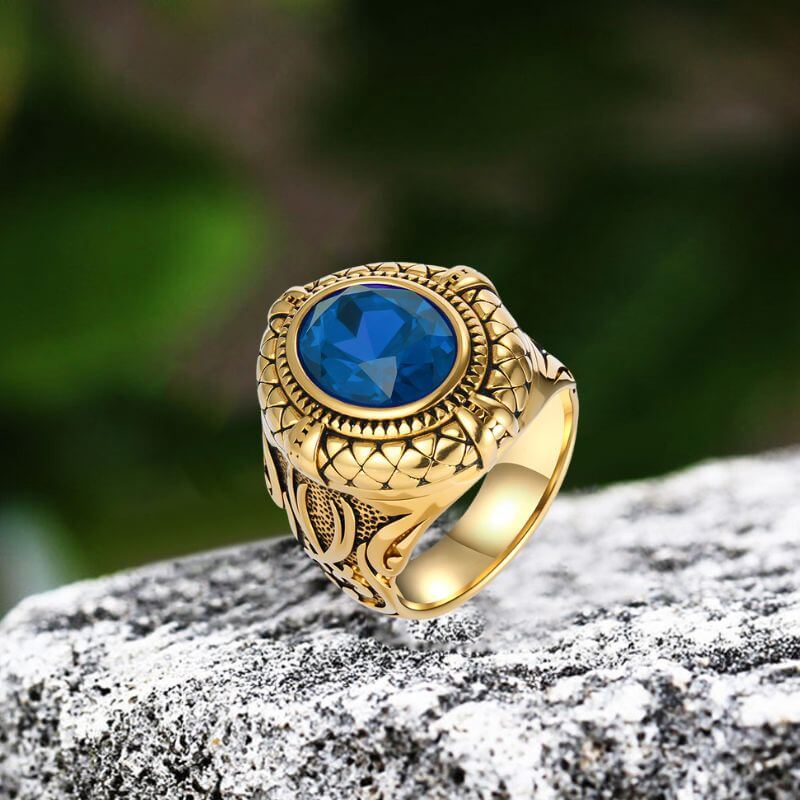 Fashion Gemstone Zulfiqar Sword Stainless Steel Ring