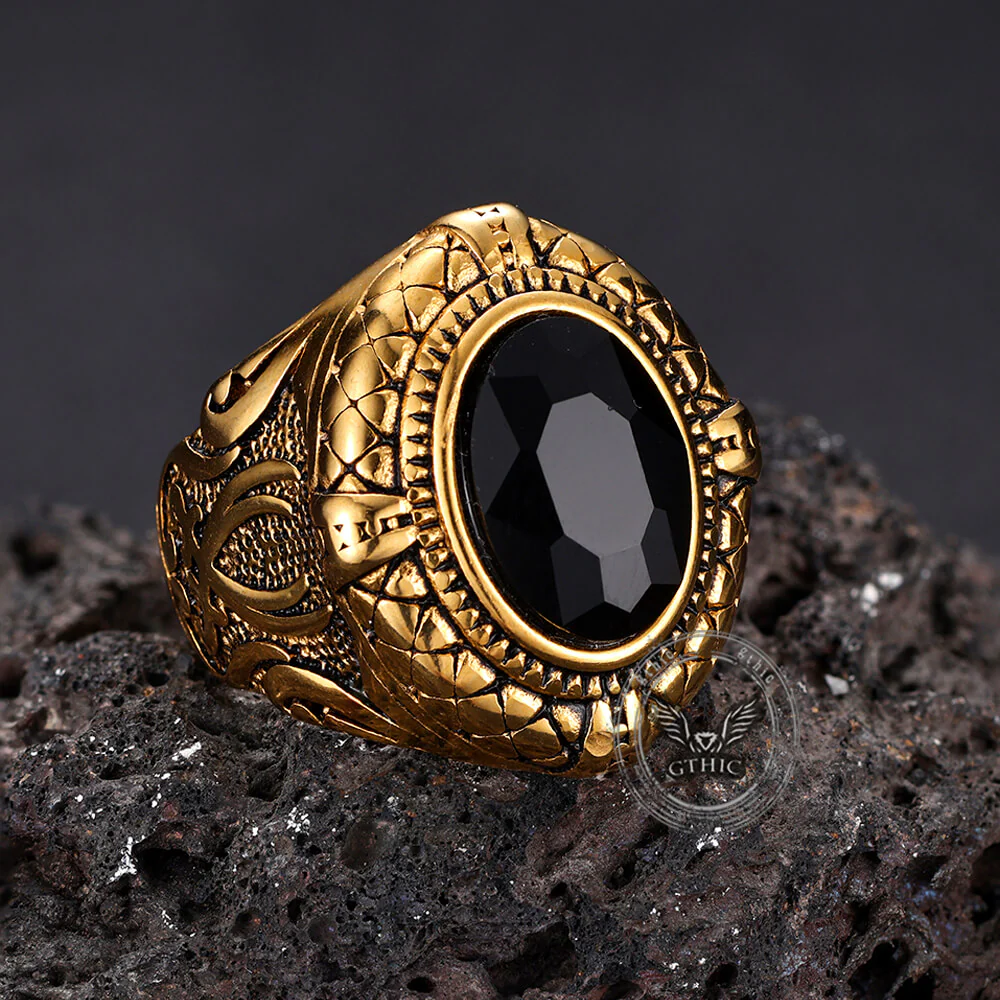 Fashion Gemstone Zulfiqar Sword Stainless Steel Ring