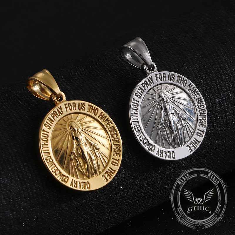 Vintage Maria Letters Stainless Steel Religion Pendant