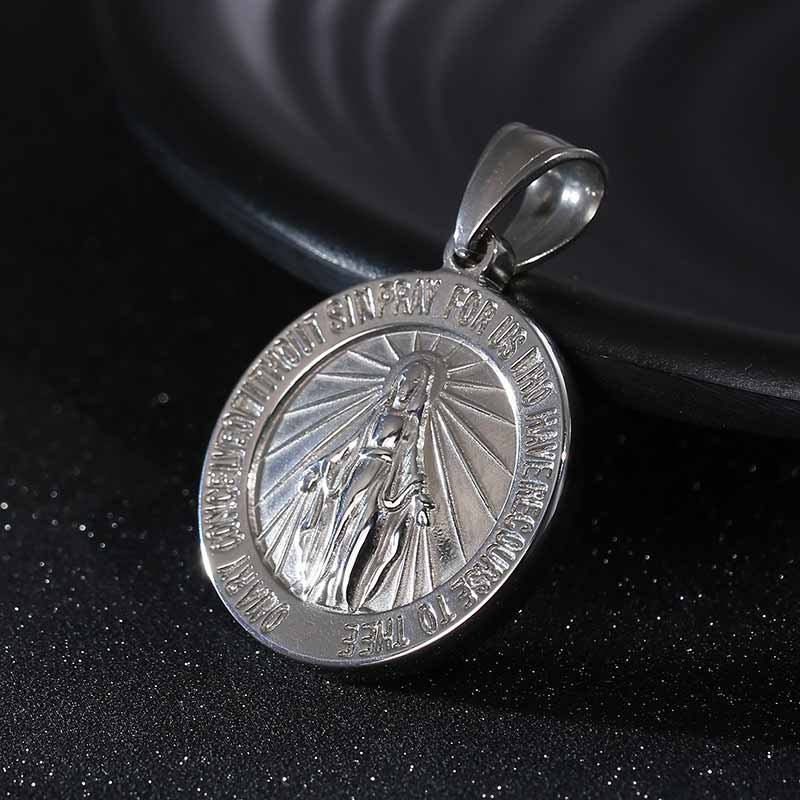 Vintage Maria Letters Stainless Steel Religion Pendant