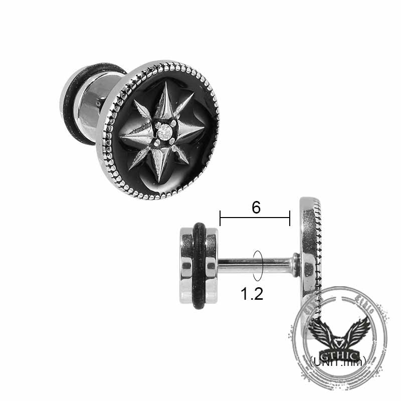 Punk Star Lion Head Cross Stainless Steel Earring Set