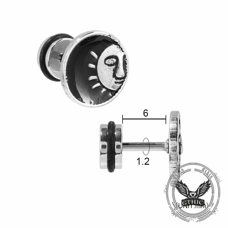 Punk Star Lion Head Cross Stainless Steel Earring Set
