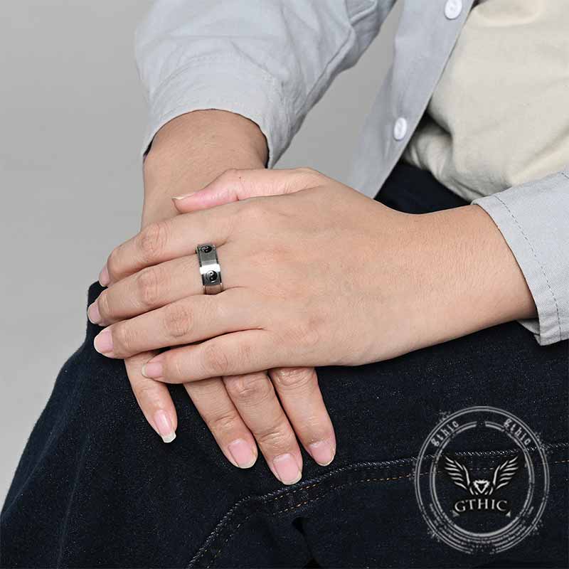 Tai Chi Yin Yang Fish Stainless Steel Spinner Ring