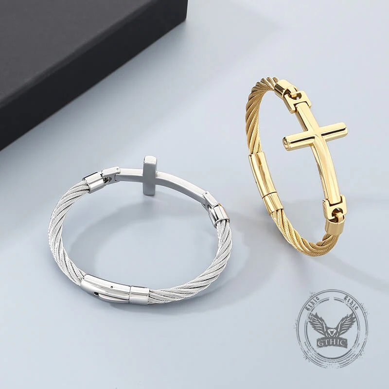 Retro Cross Twisted Steel Wire Stainless Steel Bracelet