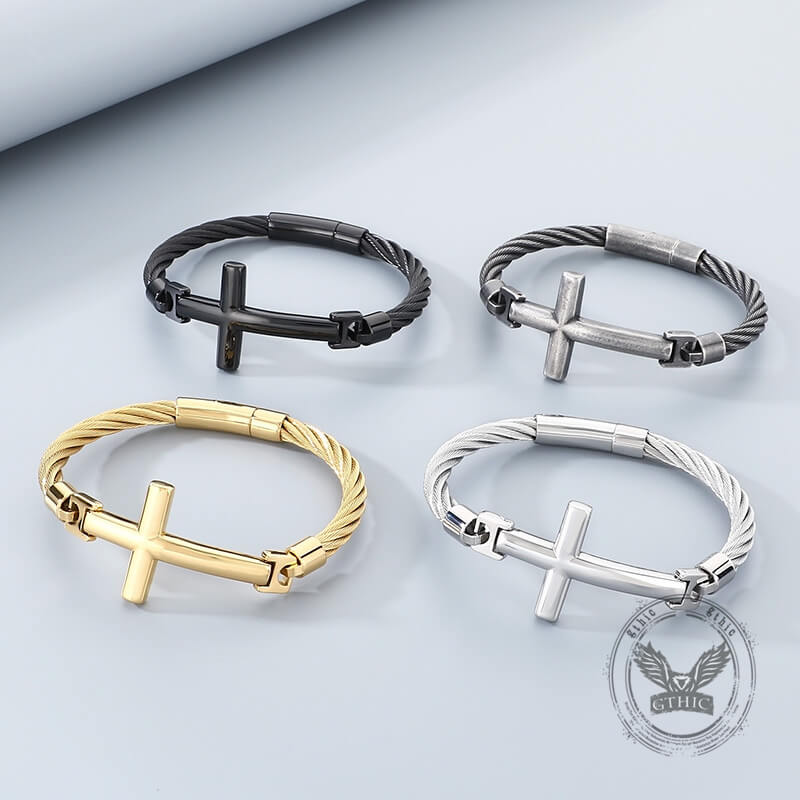 Retro Cross Twisted Steel Wire Stainless Steel Bracelet