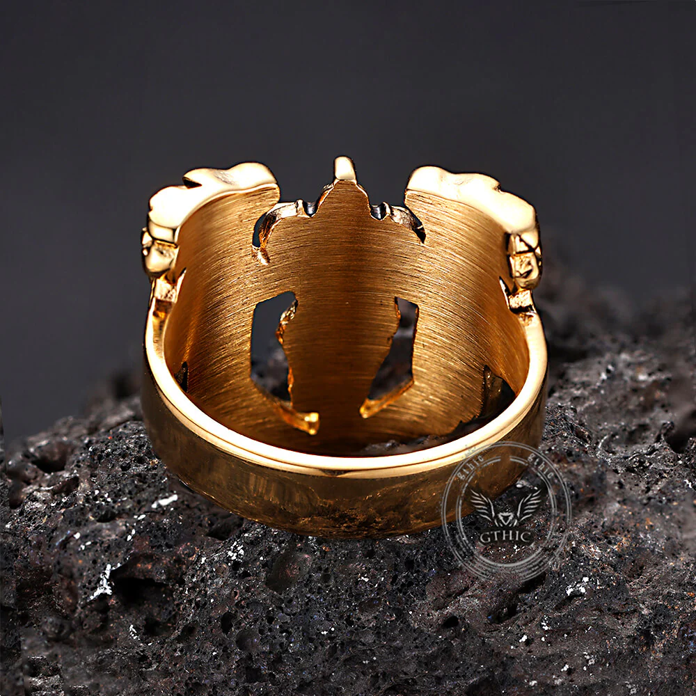 Vintage St. Michael Archangel Stainless Steel Hollow Ring