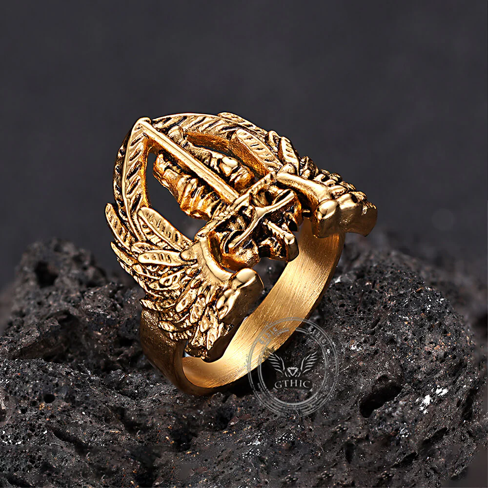 Vintage St. Michael Archangel Stainless Steel Hollow Ring