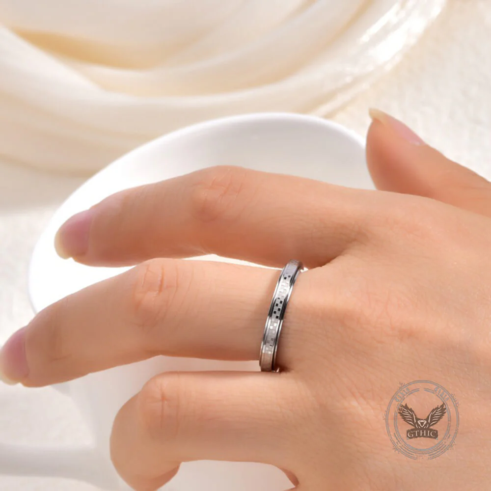 Simple 3mm Chessboard Stainless Steel Spinner Ring