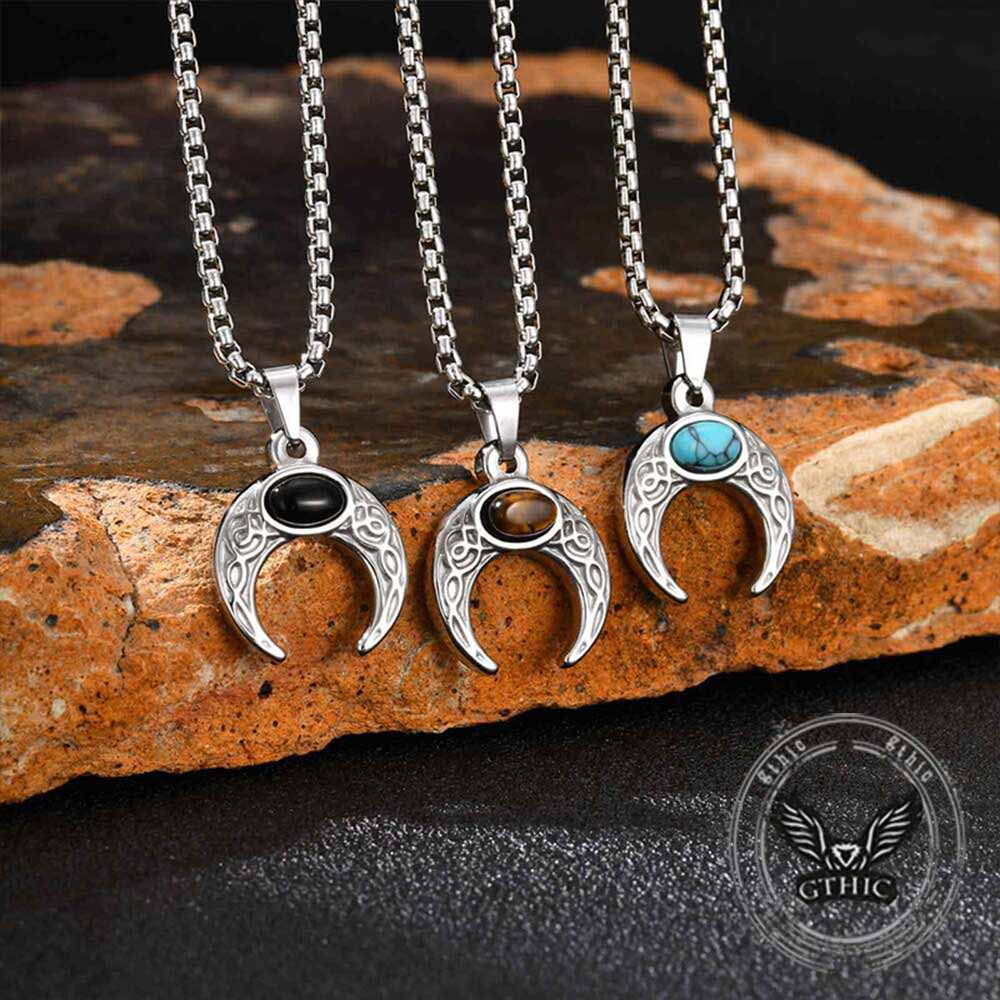 Fashion Turquoise Moon Stainless Steel Pendant