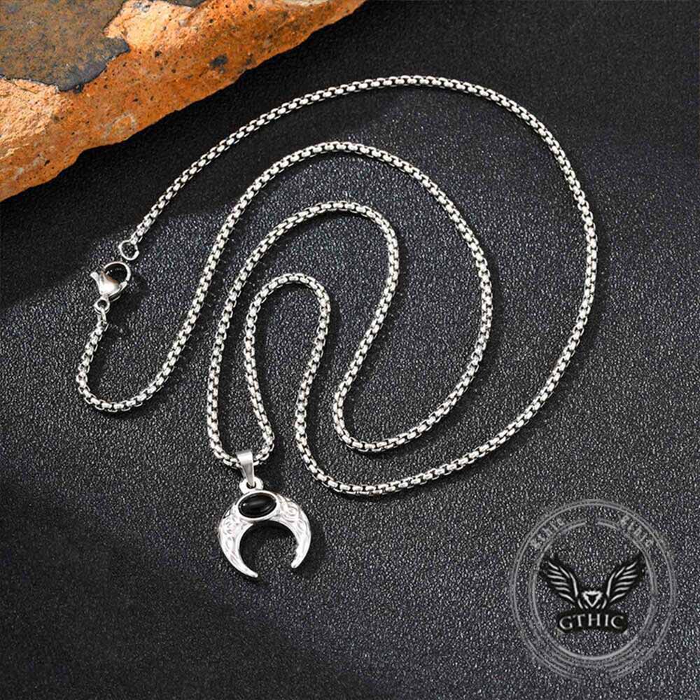 Fashion Turquoise Moon Stainless Steel Pendant