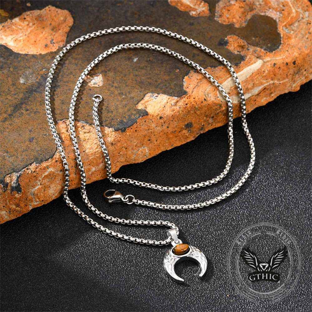 Fashion Turquoise Moon Stainless Steel Pendant