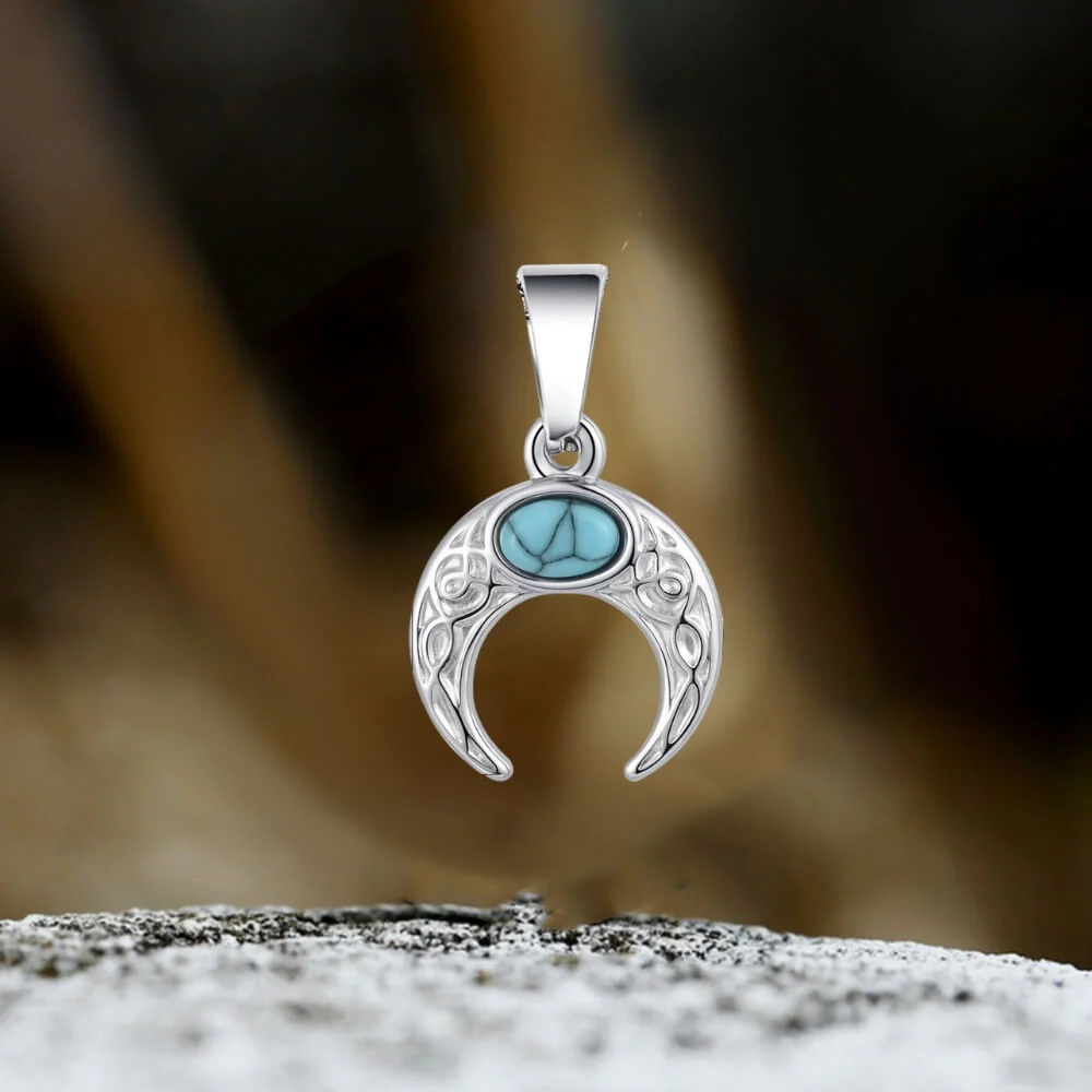Fashion Turquoise Moon Stainless Steel Pendant