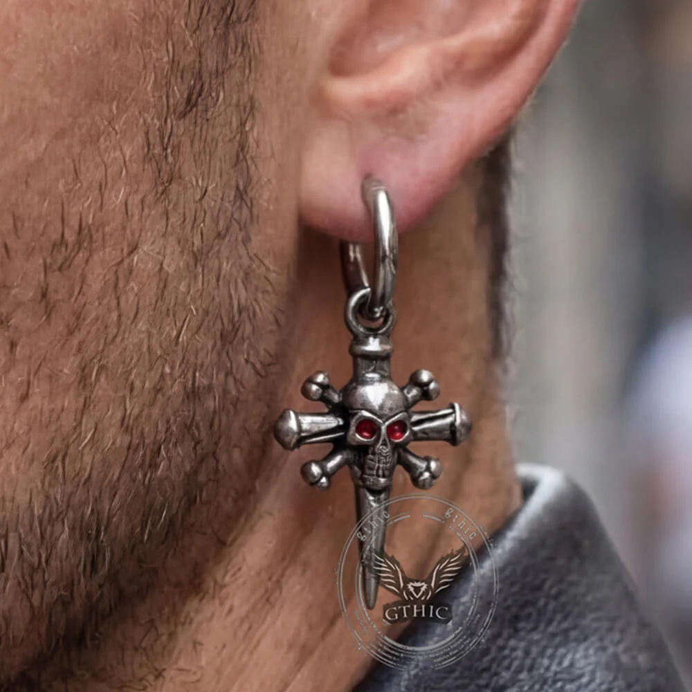 18542-punk-skull-nail-cross-stainless-steel-gem-earrings-2.webp Punk Skull Nail Cross Stainless Steel Gem Earrings