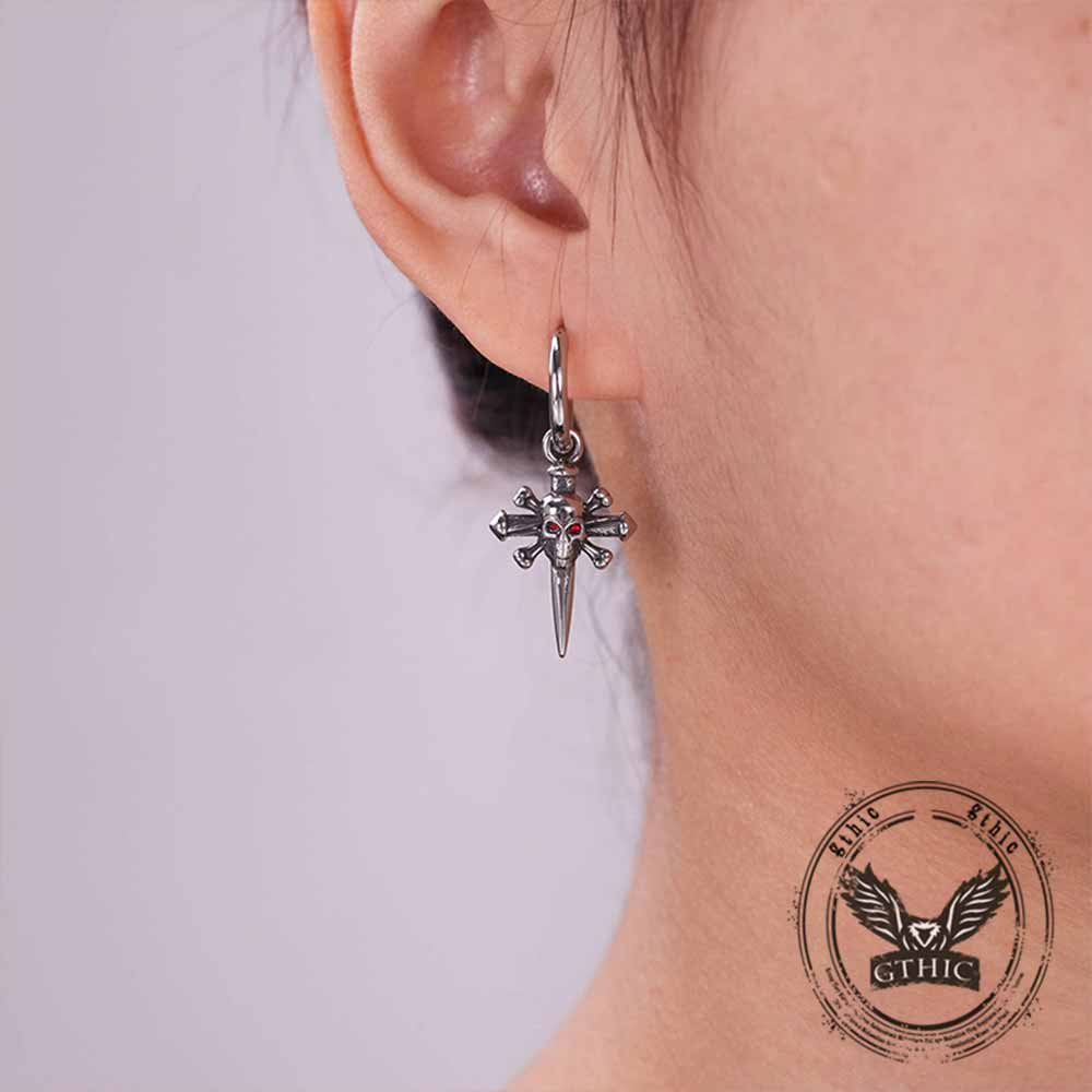 18542-punk-skull-nail-cross-stainless-steel-gem-earrings-3.jpg Punk Skull Nail Cross Stainless Steel Gem Earrings