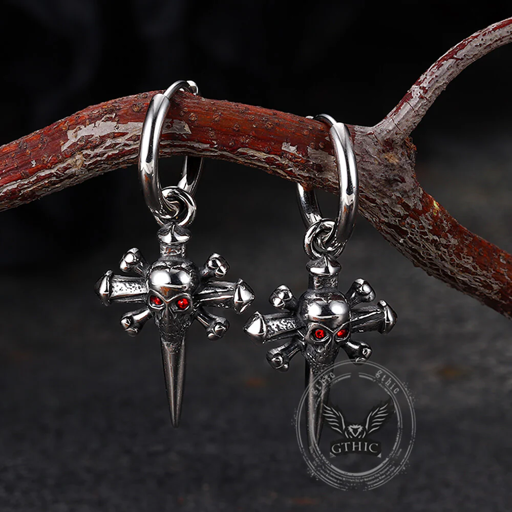 18542-punk-skull-nail-cross-stainless-steel-gem-earrings-4.webp Punk Skull Nail Cross Stainless Steel Gem Earrings