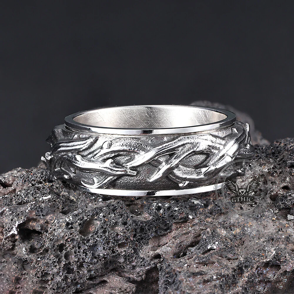 Vintage Thorn Vine Stainless Steel Spinner Ring
