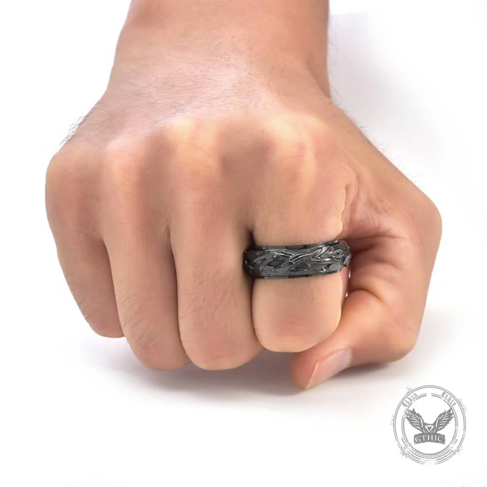 Vintage Thorn Vine Stainless Steel Spinner Ring