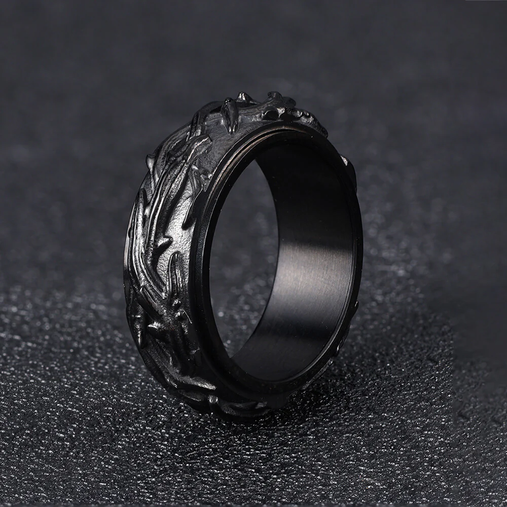 Vintage Thorn Vine Stainless Steel Spinner Ring