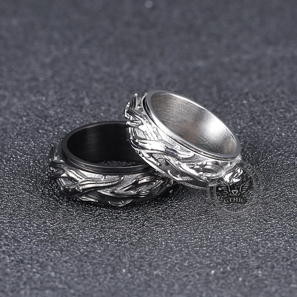 Vintage Thorn Vine Stainless Steel Spinner Ring
