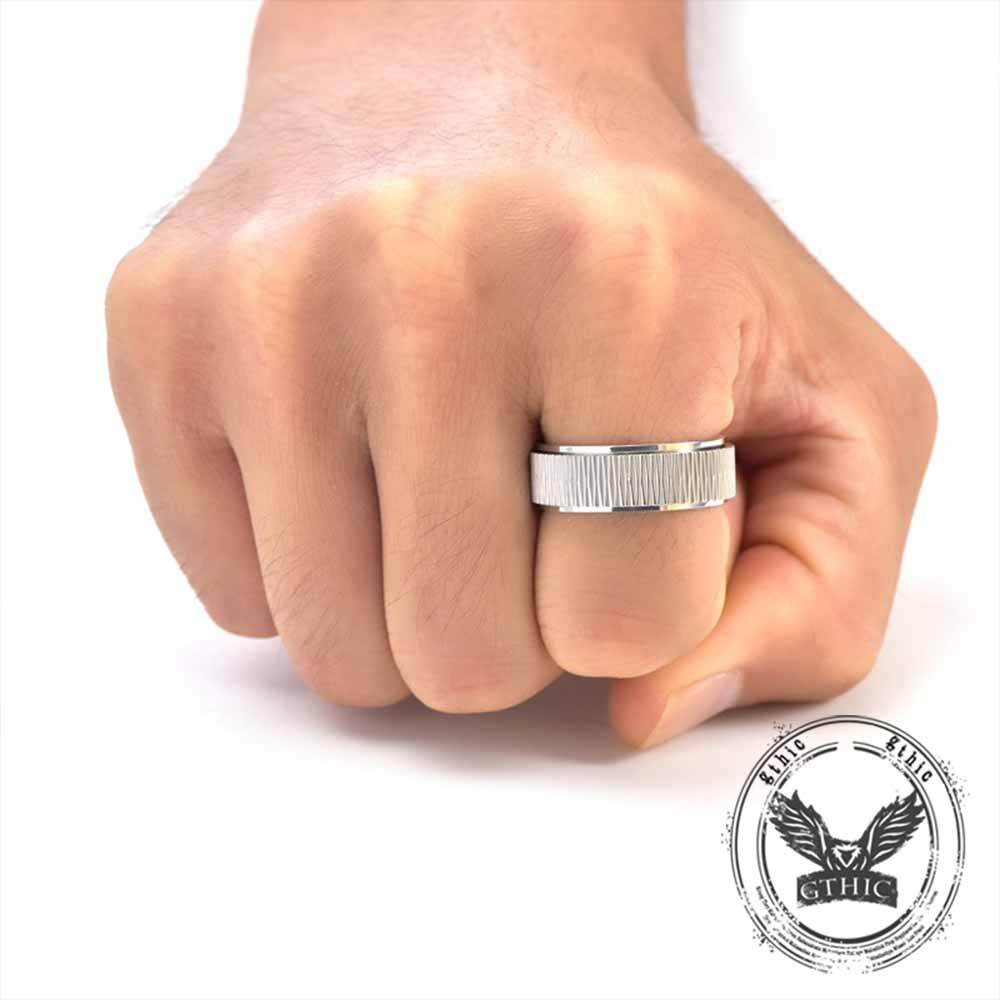 Personalized Twill Stainless Steel Spinner Ring