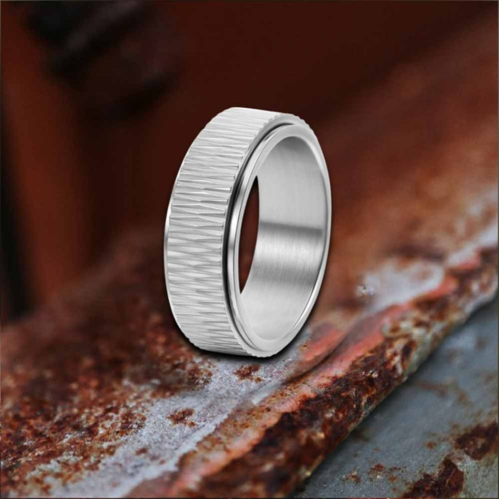Personalized Twill Stainless Steel Spinner Ring