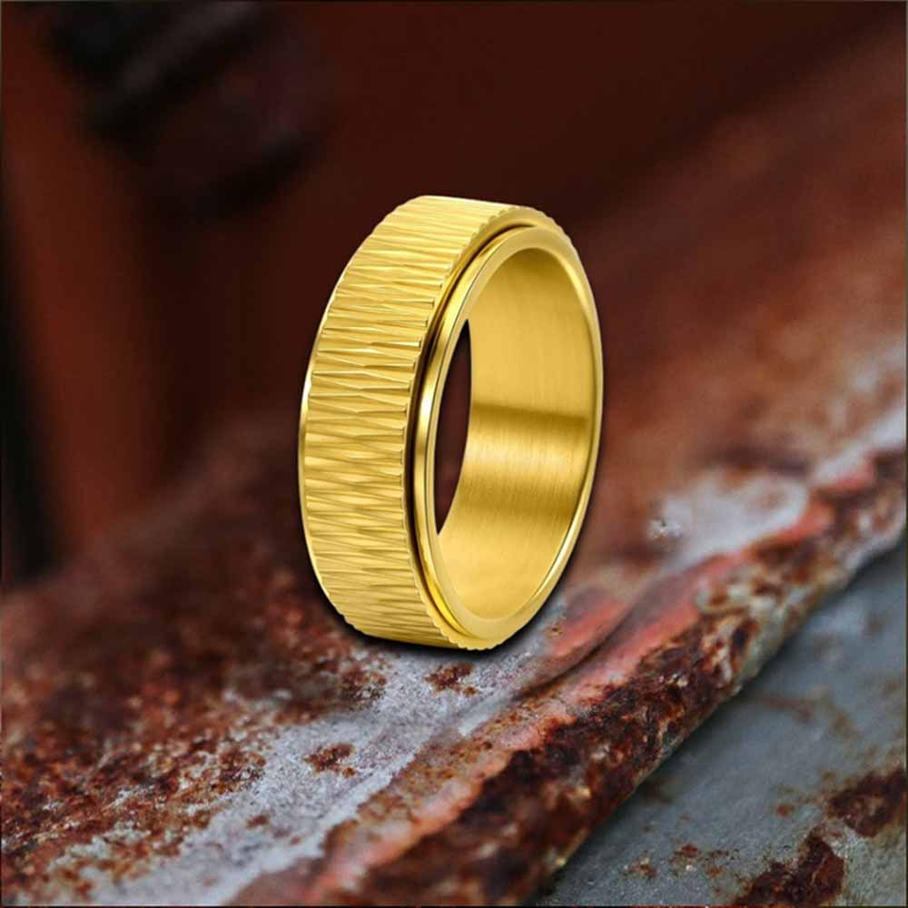 Personalized Twill Stainless Steel Spinner Ring