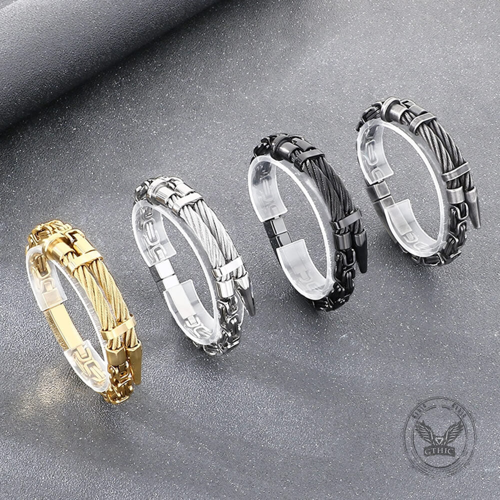 Creative Punk Wire Nail Stainless Steel Byzantine Bracelet