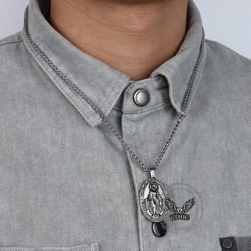 Vintage Virgin Mary Stainless Steel Religion Pendant