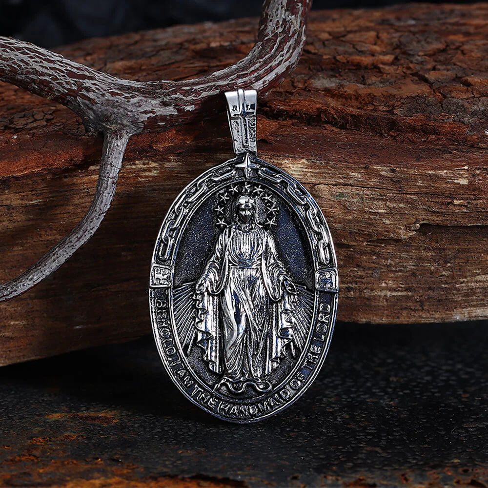 Vintage Virgin Mary Stainless Steel Religion Pendant