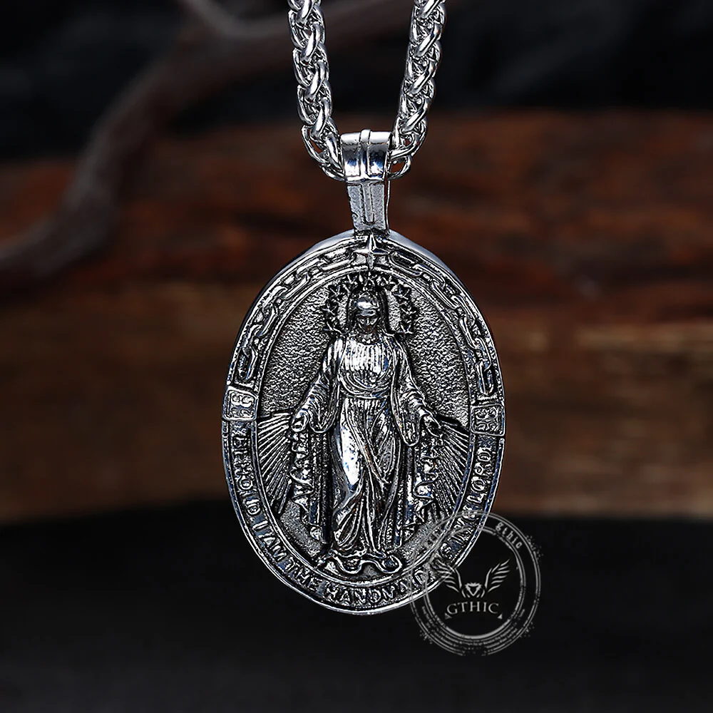 Vintage Virgin Mary Stainless Steel Religion Pendant