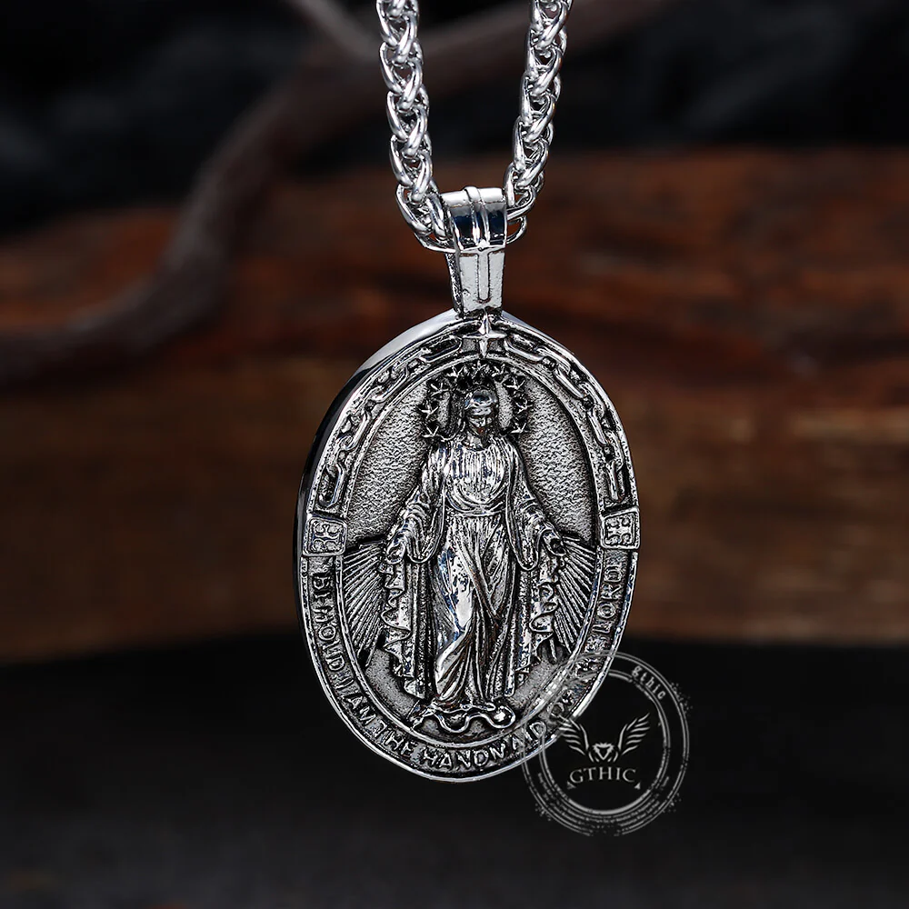 Vintage Virgin Mary Stainless Steel Religion Pendant