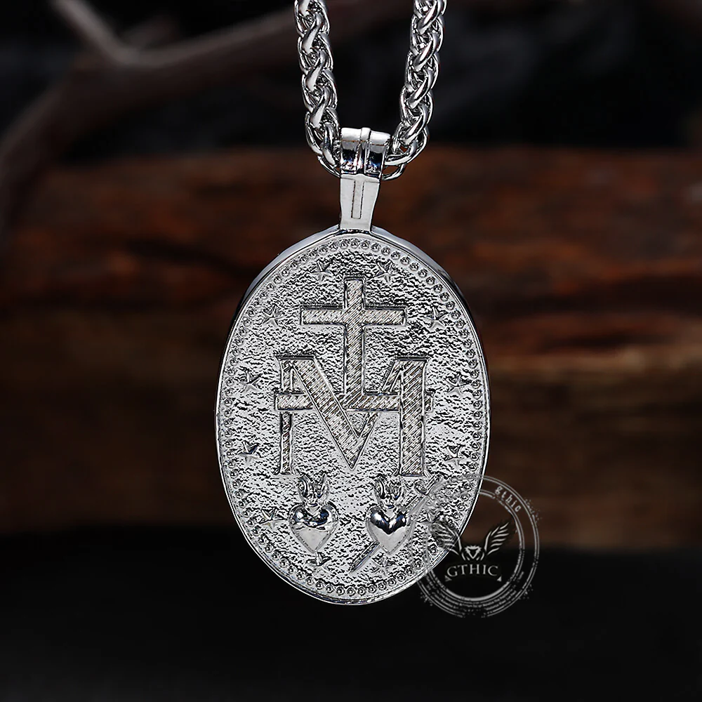 Vintage Virgin Mary Stainless Steel Religion Pendant