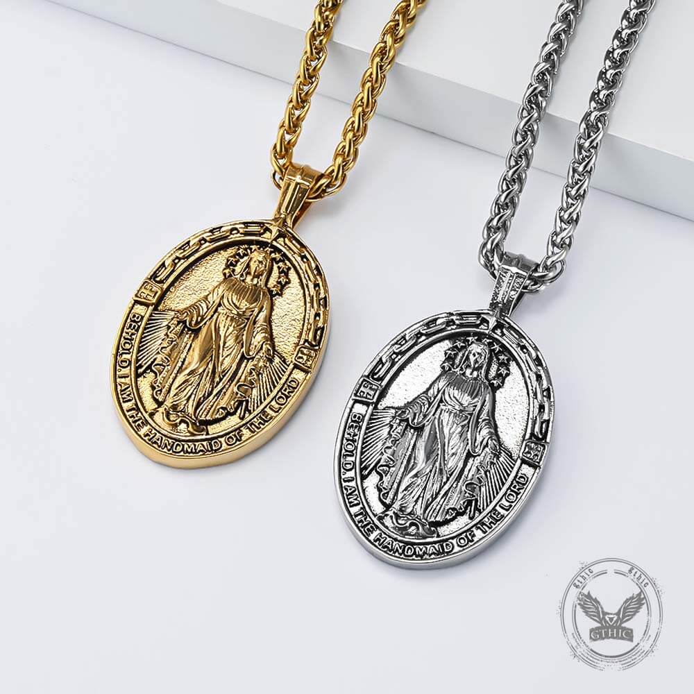 Vintage Virgin Mary Stainless Steel Religion Pendant