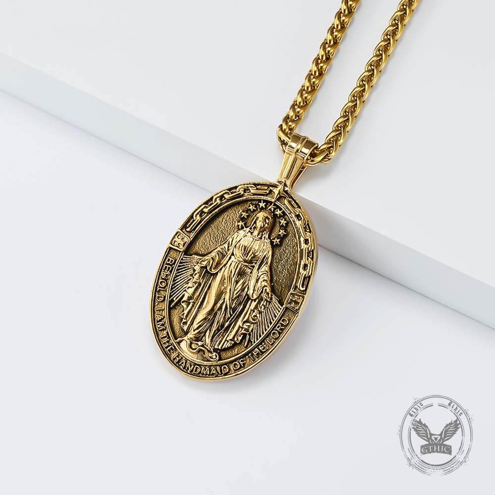 Vintage Virgin Mary Stainless Steel Religion Pendant