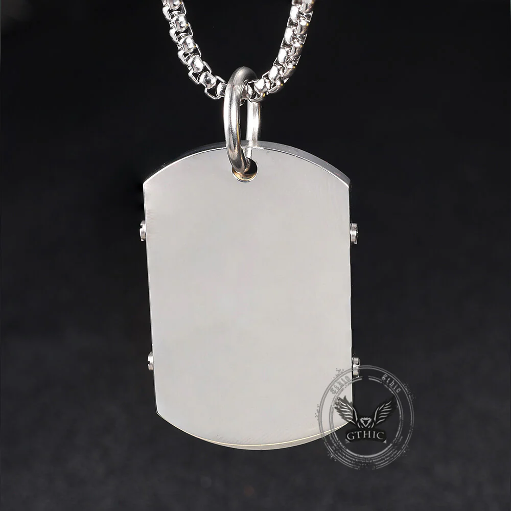 Cross Serenity Prayer Stainless Steel Military Tag Pendant