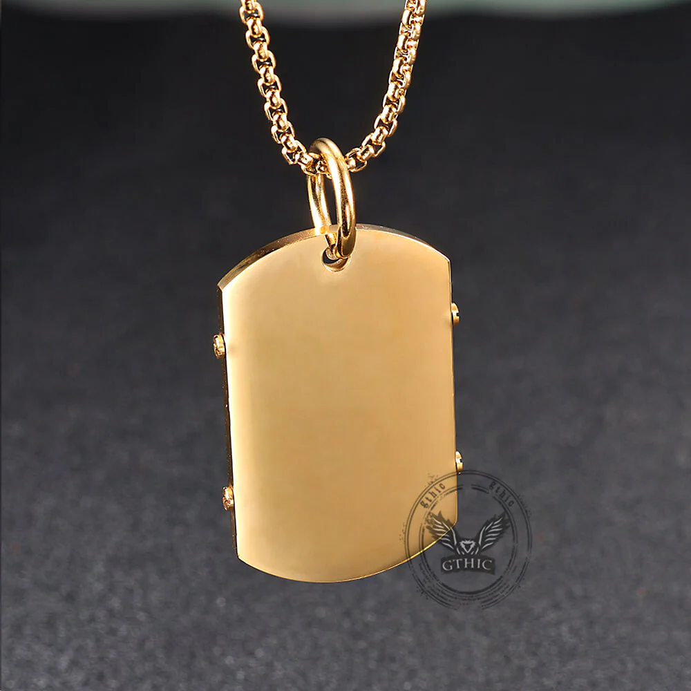 Cross Serenity Prayer Stainless Steel Military Tag Pendant