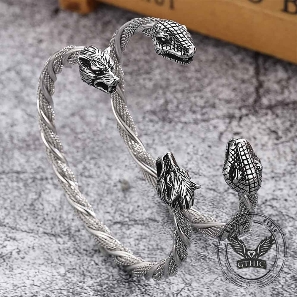 18644-punk-double-wolf-head-stainless-steel-open-bracelet-1.jpg Punk Double Wolf Head Stainless Steel Open Bracelet