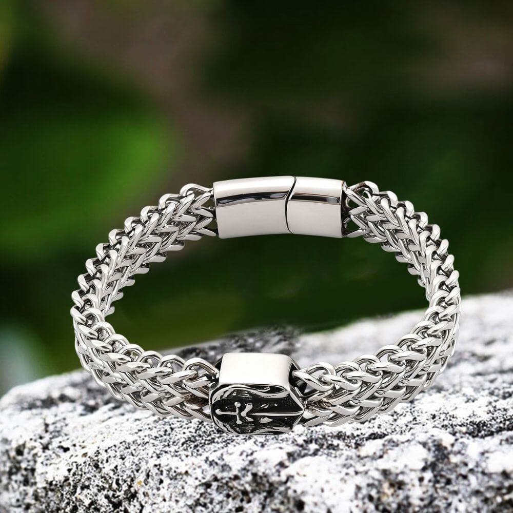 18669-punk-st.-michael-archangel-woven-leather-stainless-steel-bracelet-4.jpg Punk St. Michael Archangel Woven Leather Stainless Steel Bracelet