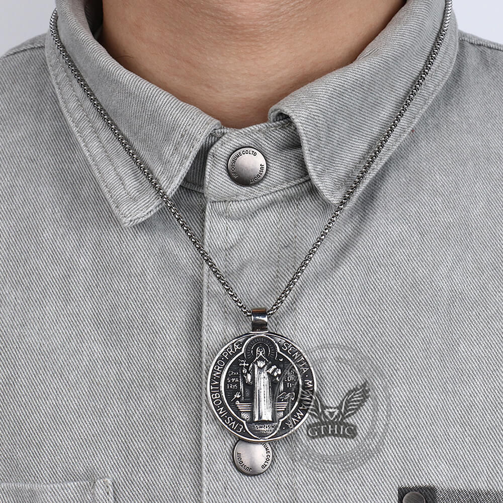 18677-vintage-st.-benedict-medal-stainless-steel-pendant-2.jpg Vintage St. Benedict Medal Stainless Steel Pendant